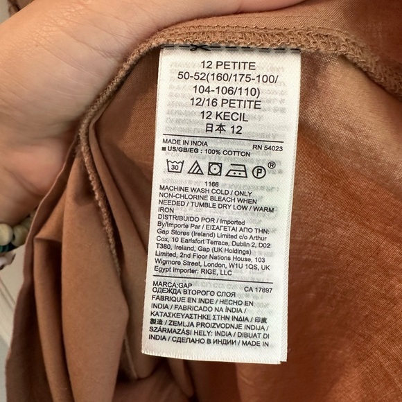 Gap Women’s 12 Petite Midi Tan Dress Pockets 100% Cotton - Picture 11 of 11
